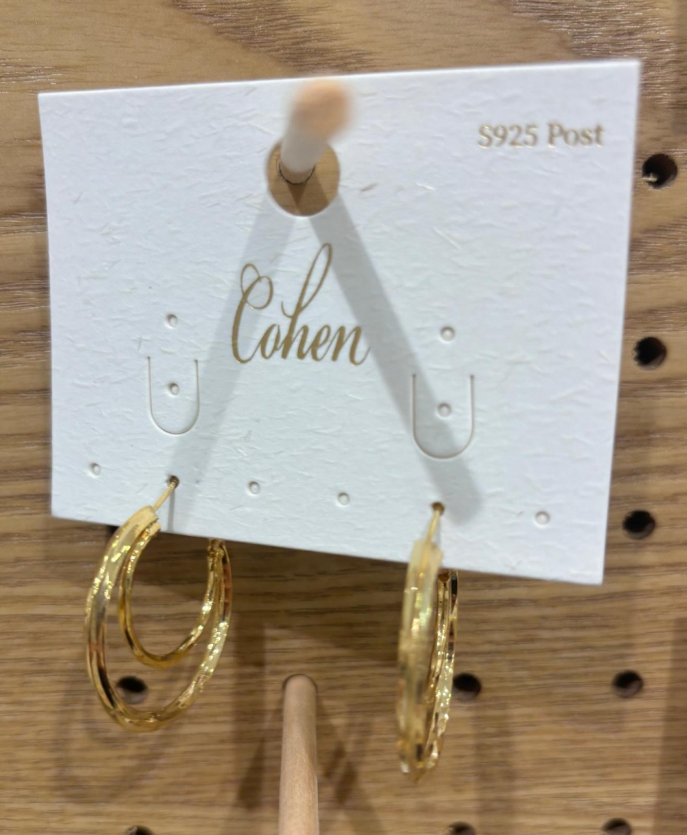 French premium double loop stud earrings