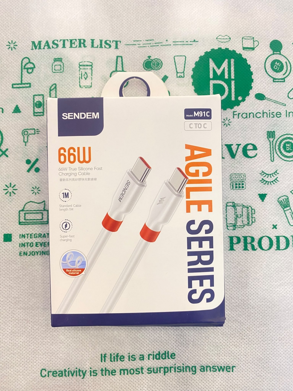M91c 1M 66W Smart Series True Silicone Fast Charging Data Cable USB-C To USB-C