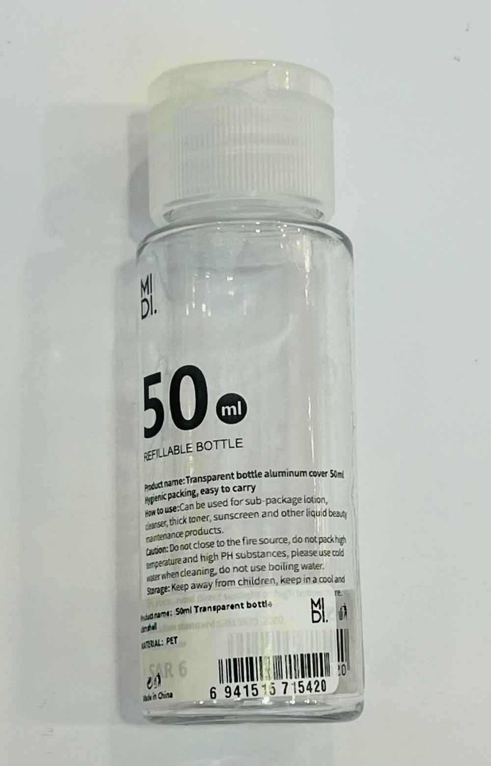 50 ml Transparent Bottle Clamshell