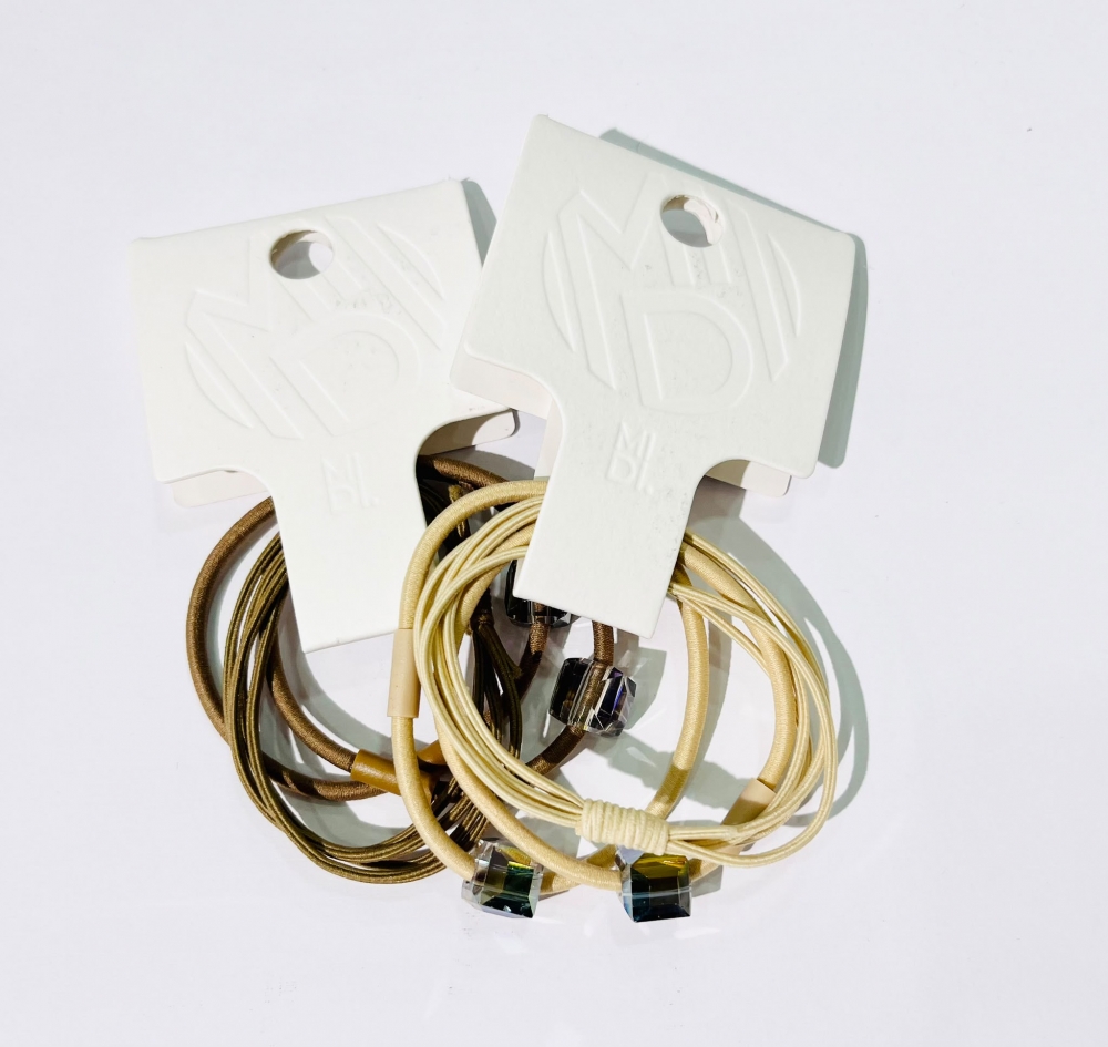 Glass Beads Thin Rubber Band Ends 3 Pack Assorted