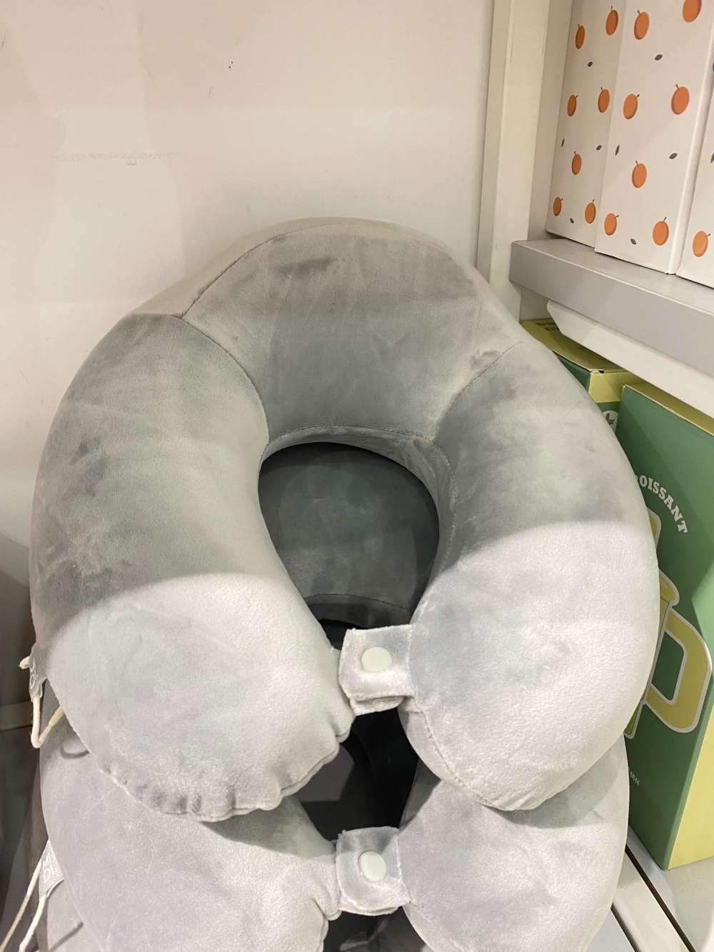 New Version Backrest Memory Foam U Shaped Pillow Gray