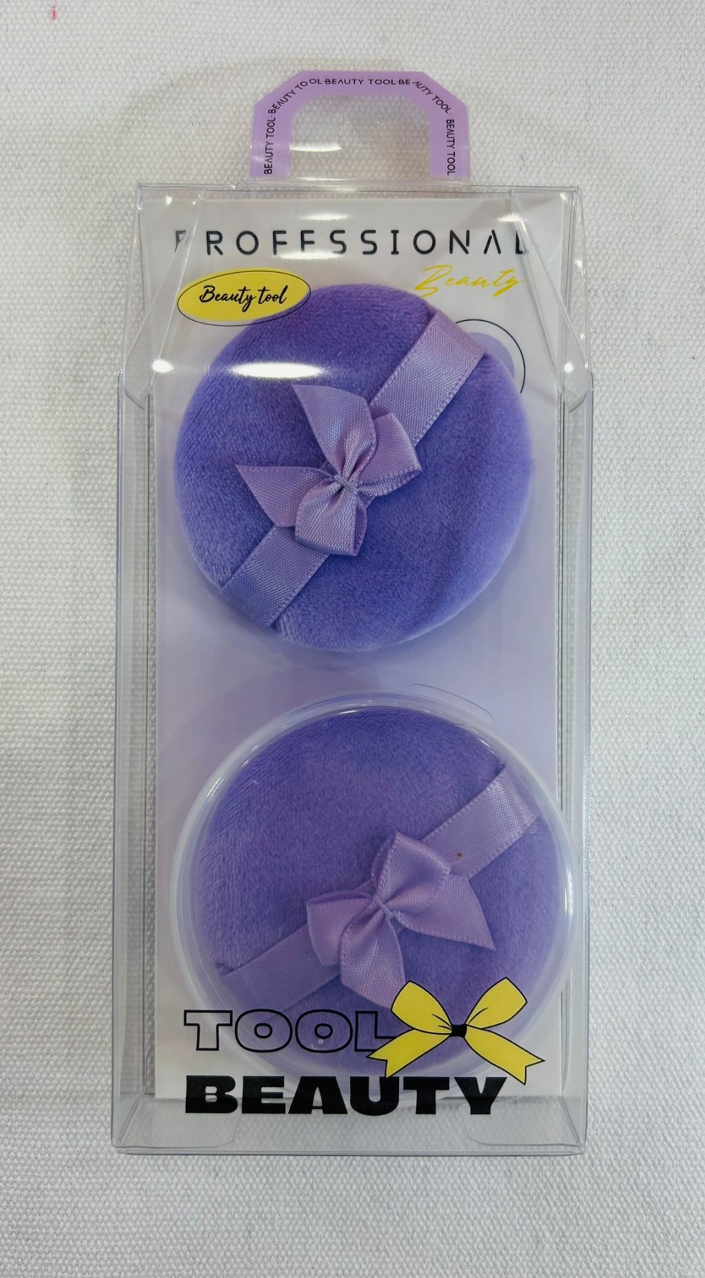 Purple Silver Series Bow Makeup Powder Puff 2 Pack