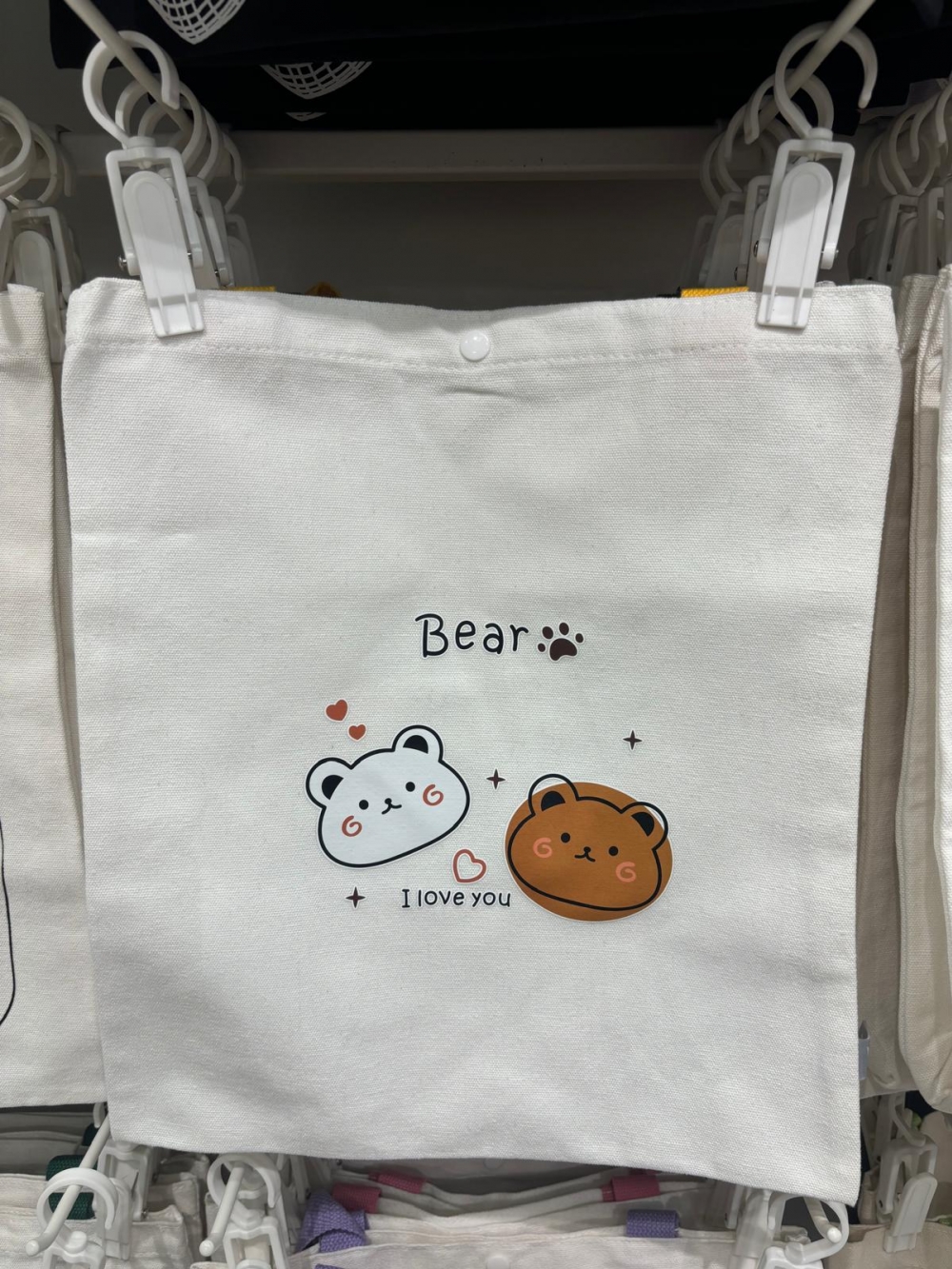 LOVE Bear Canvas Shoulder Bag/White