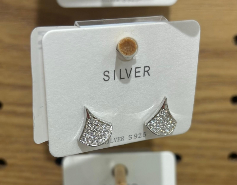 S925 Silver full diamond skirt earrings