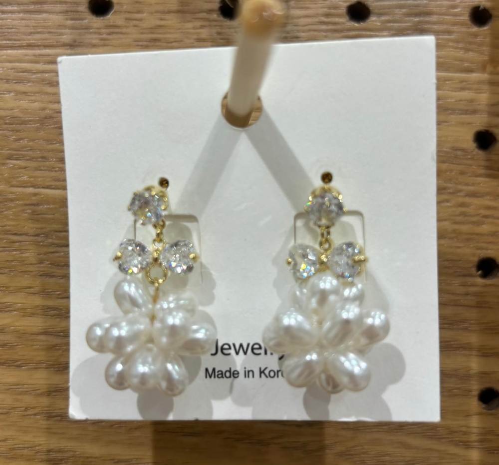 South Korea imported zircon butterfly grape string pearl earrings
