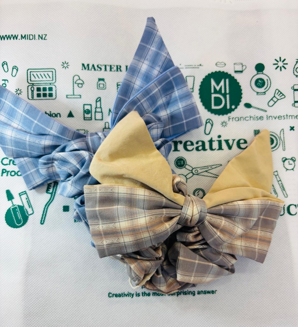 Blue Brown Academia Medium Hair Tie Assorted