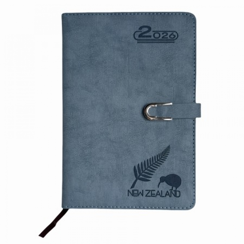 2026 Daily Diary with Button Lock (Light Grey)