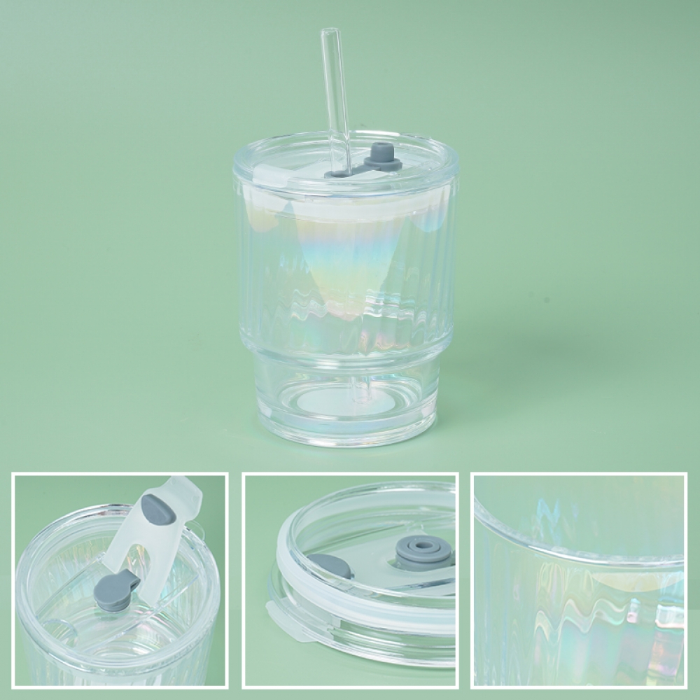 Magic Color Vertical Glass Straw Cup/400ml