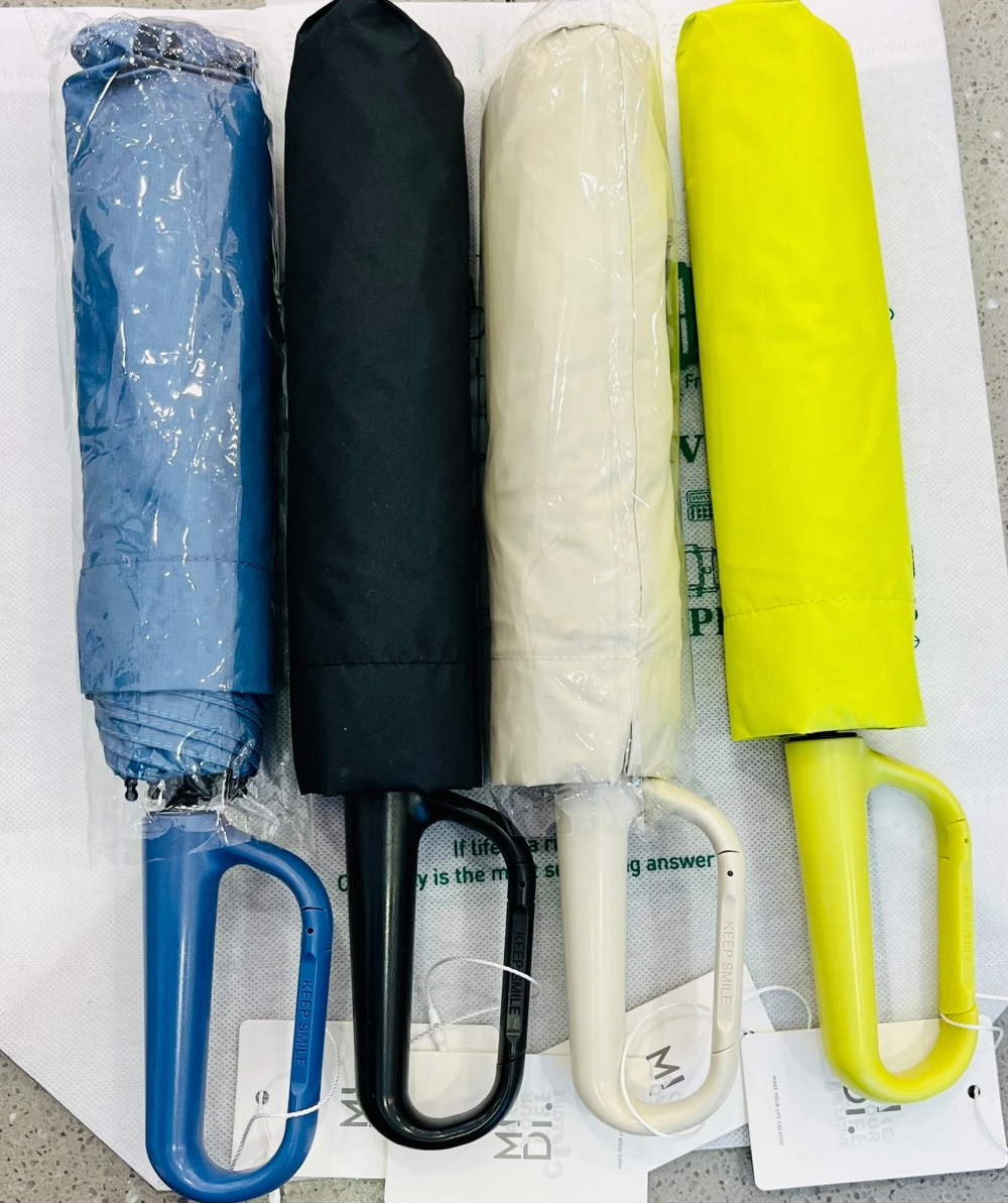 Solid Color Portable Triple Fold Sun Umbrella Assorted