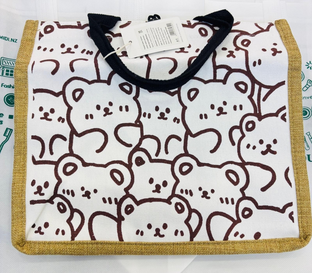 Cartoon Animal Cotton And Linen Bento Bag Large Mixeded