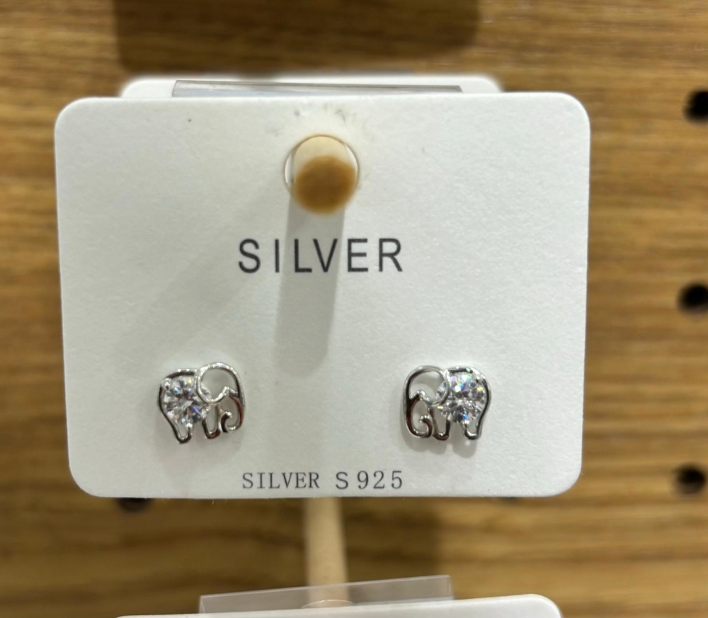 S925 Silver Seiko Zircon elephant earrings