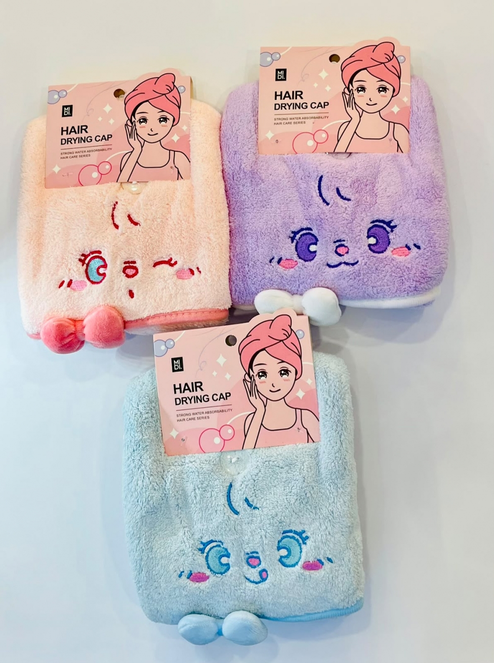 Lily Bear Series Coral Velvet Dry Hair Cap Assorted