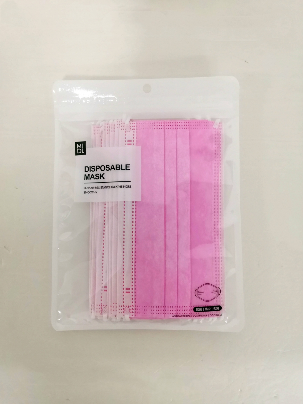 Pure color disposable mask 10 pcs/Pink
