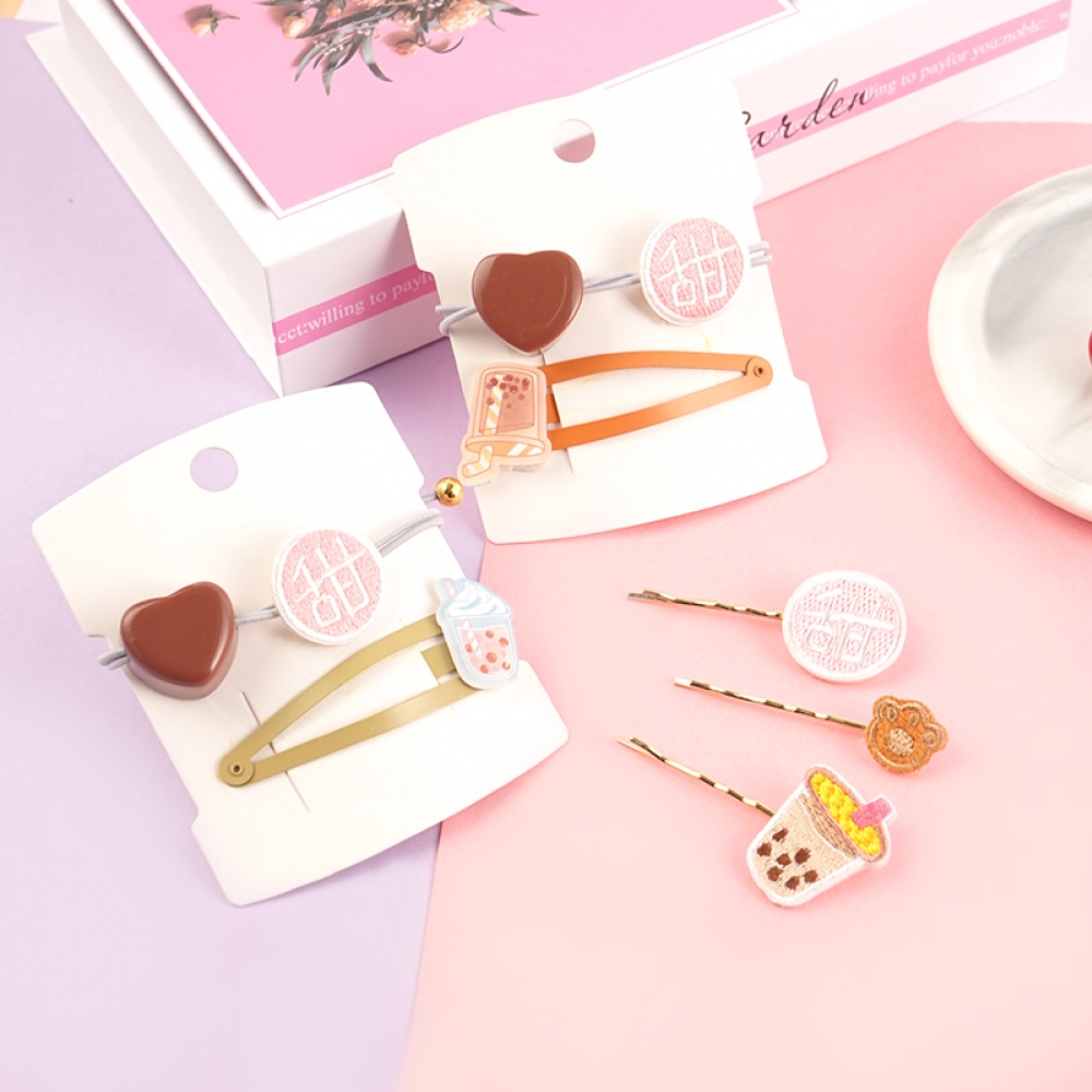 Stationery creative series milk tea bobby pin hair tie/Mixed