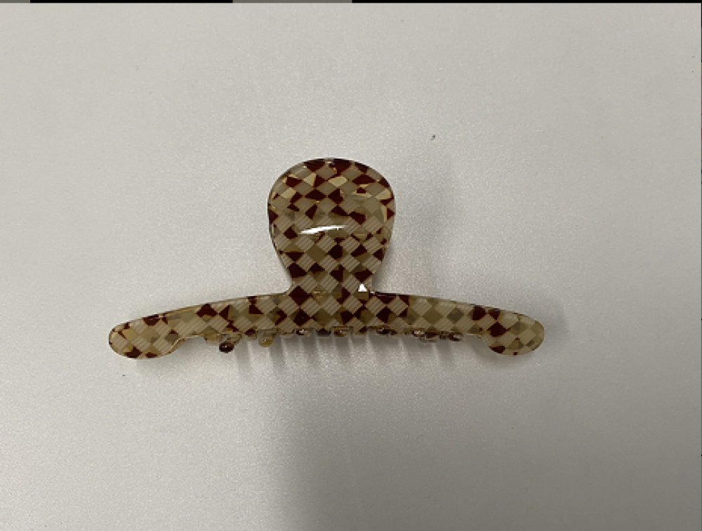Checkerboard elegant hair claw/Brown