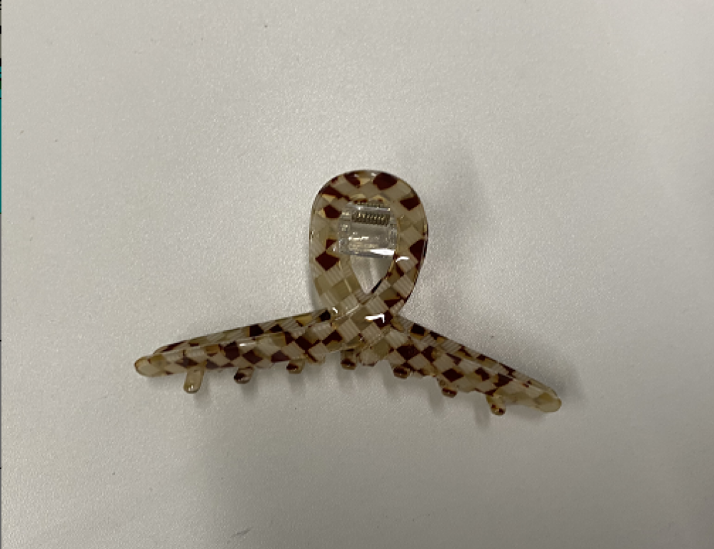 Checkerboard shark clip hair claw/Brown