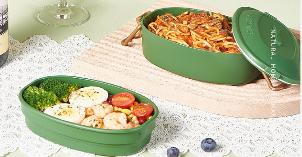 900ml double layer oval lunch box/Mixed
