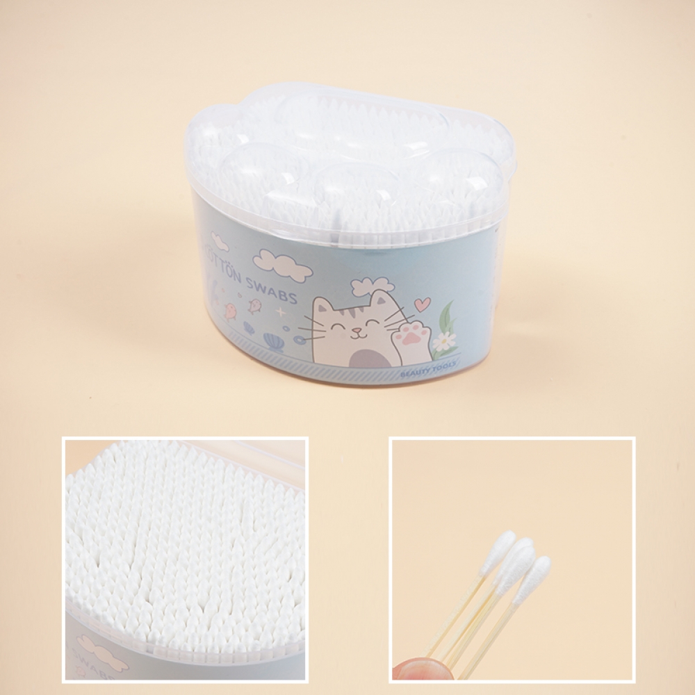 Meow Claw Large Canned Bamboo Cotton Swabs 500 (pointed + round)