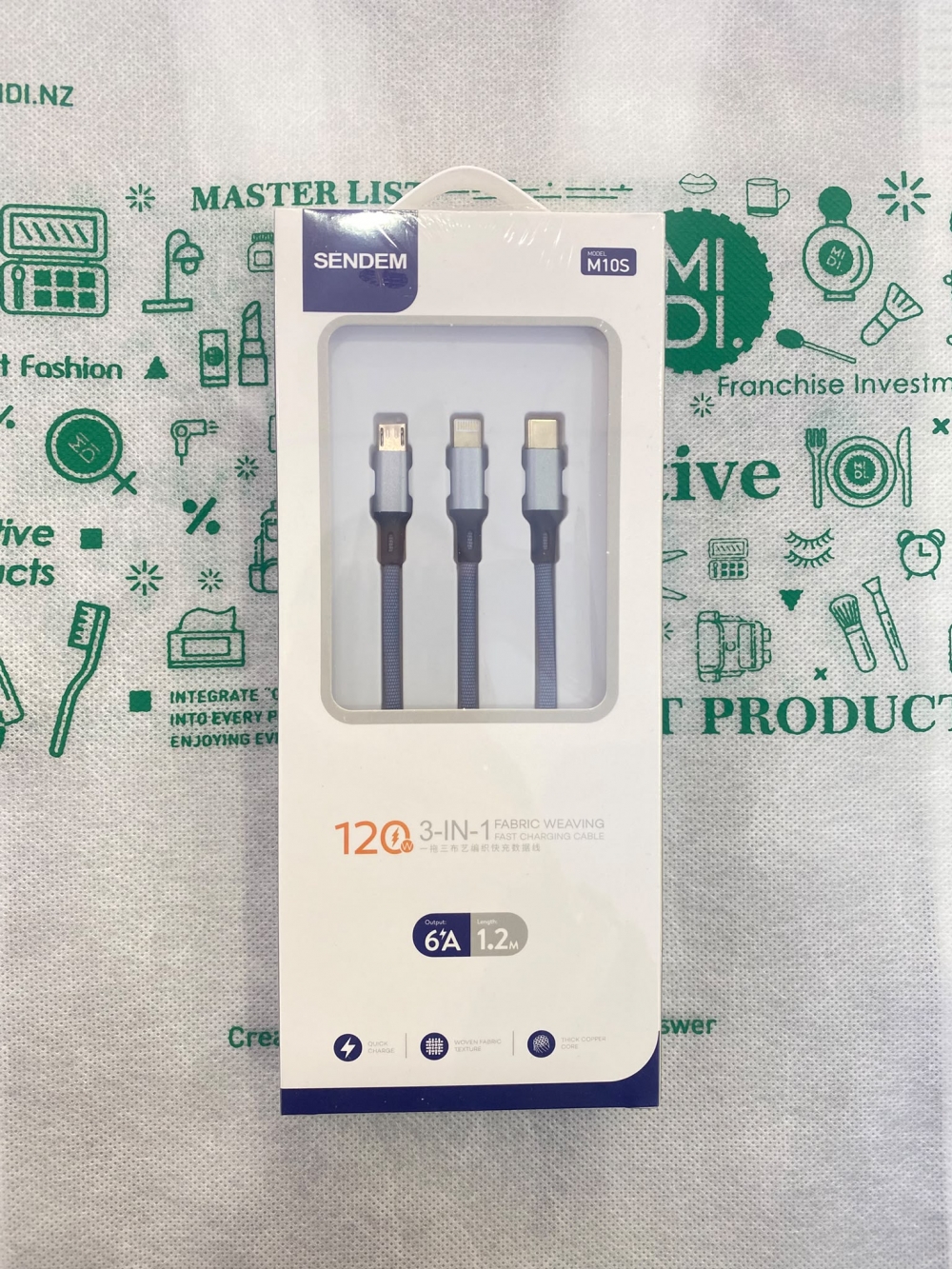 M10s 1.2 M 100W 3-in-1 Super Fast Charging Cable Silver