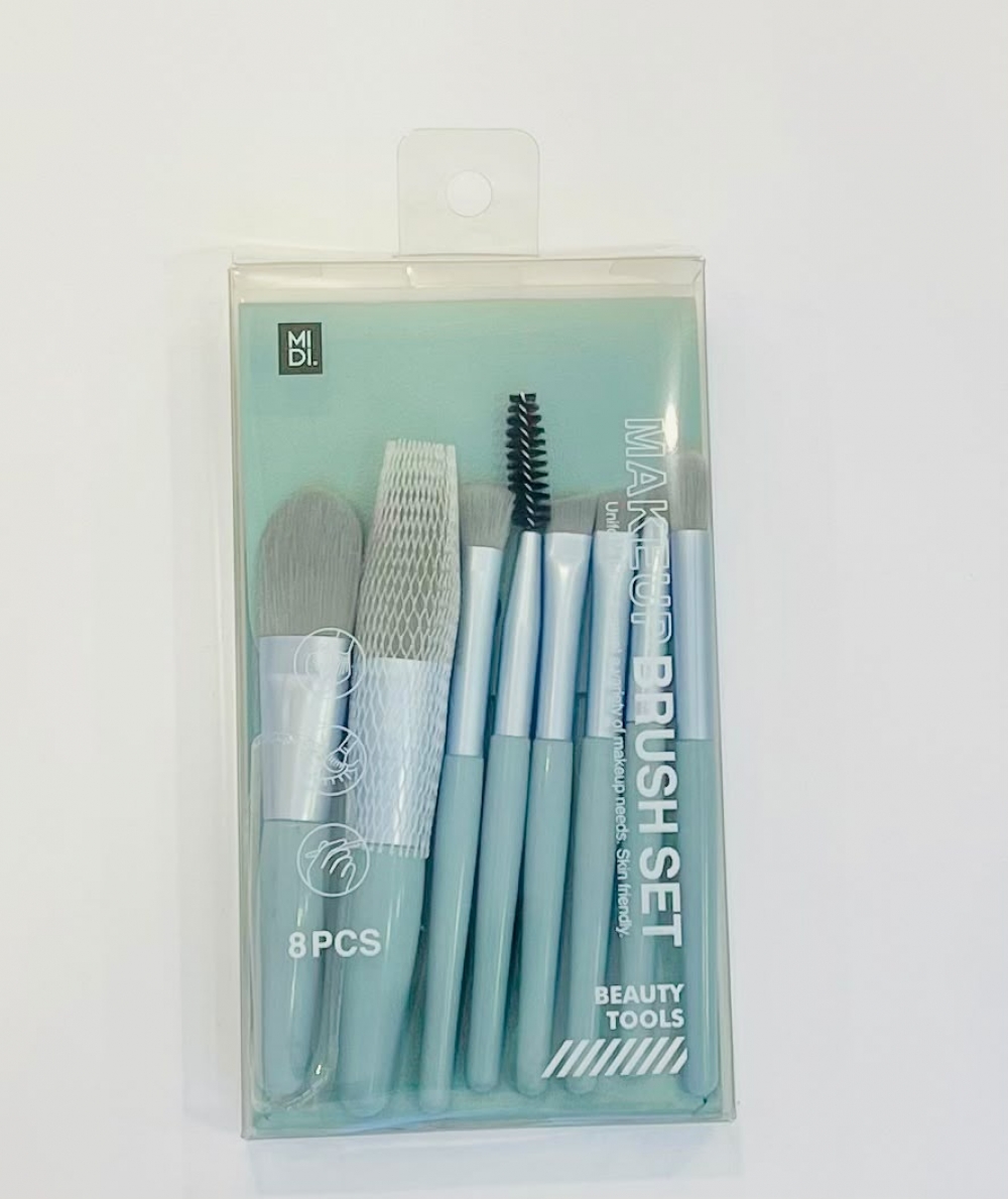 MIDI Makeup Brush Set Of 8 Pieces Blue