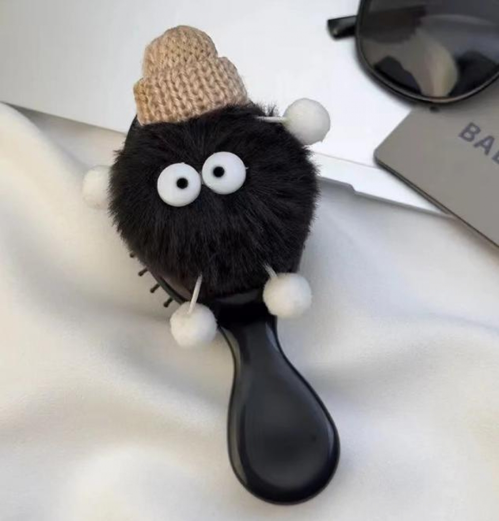 Whimsical Plush Coal Ball Cushion Comb
