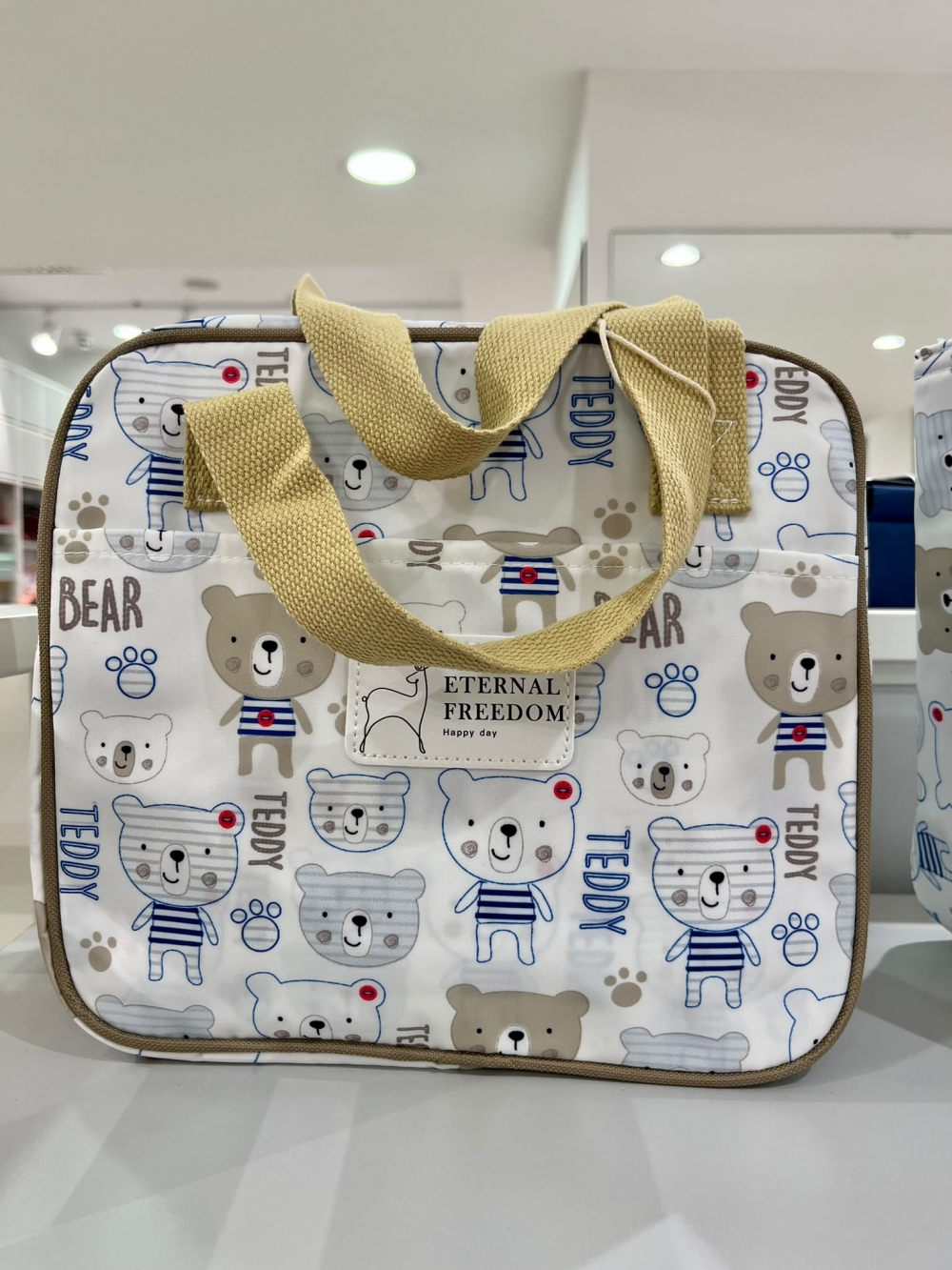 Small Bear Printed Square Large Capacity Bento Bag