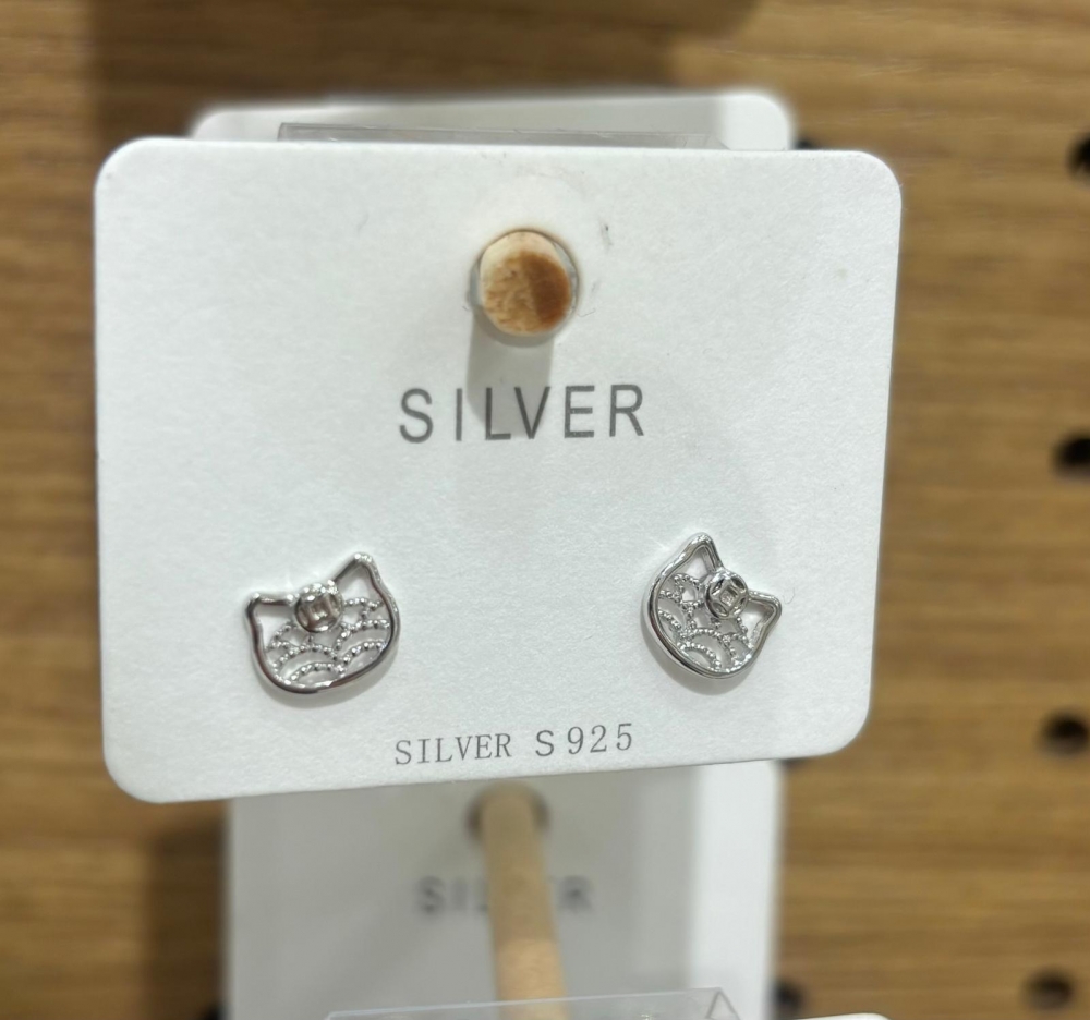 S925 silver cutout Hello Kitty earrings