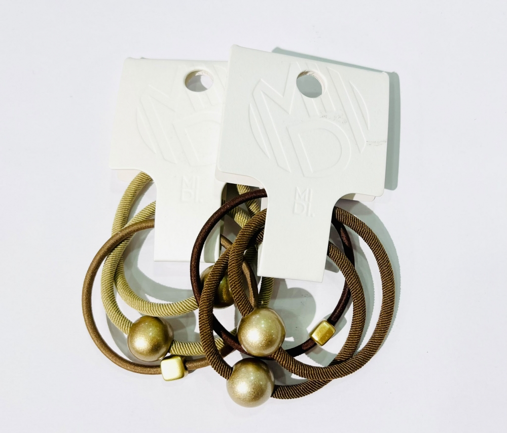 Twill Gilded Beaded Hair Ties 3 Pack Assorted