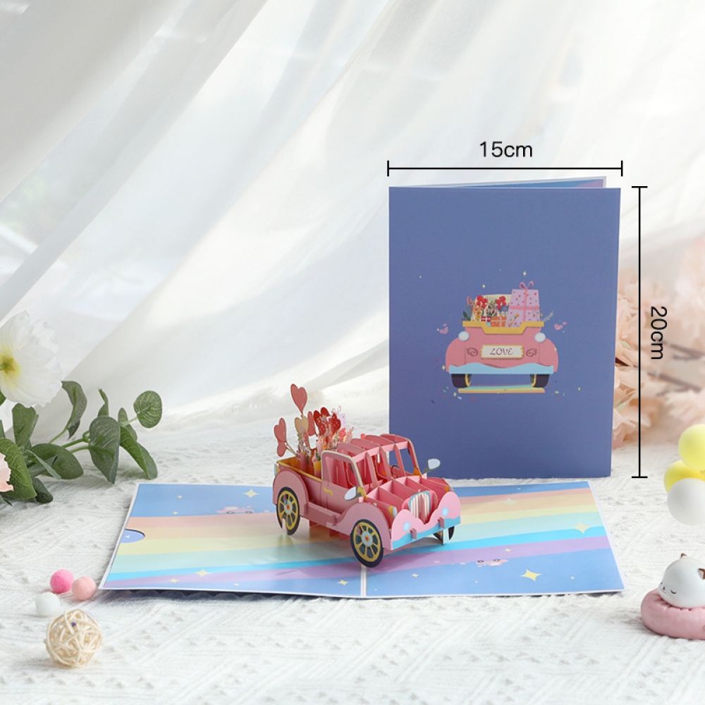 3D Stereoscopic Greeting Card Love Car Card