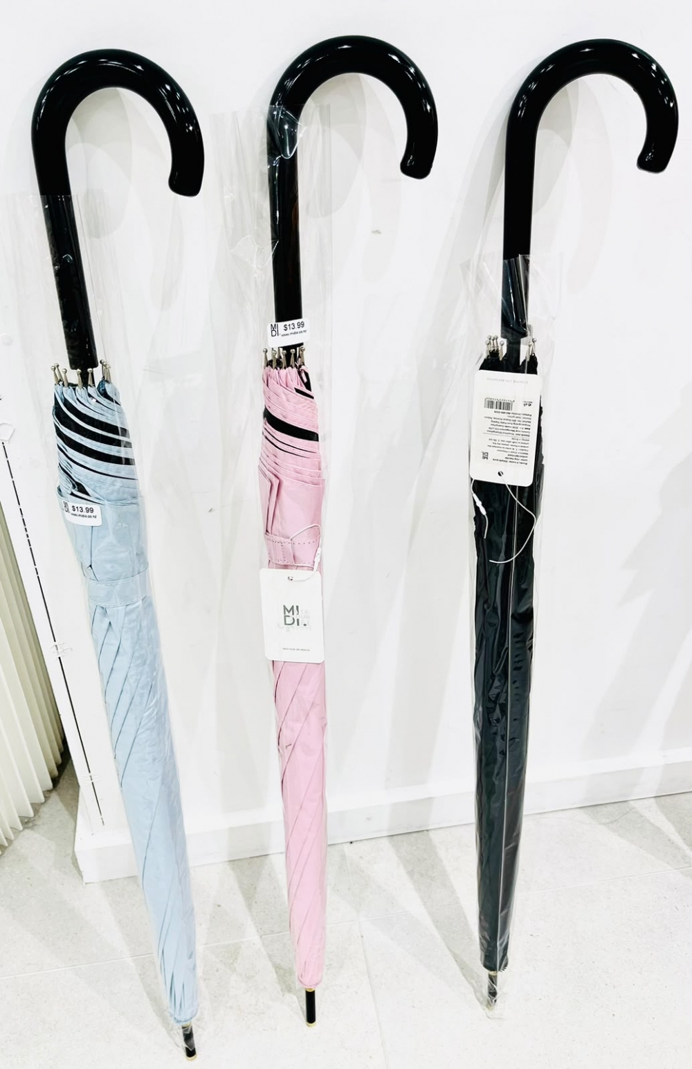 Simple Pure Color Long Handle Umbrella Assorted