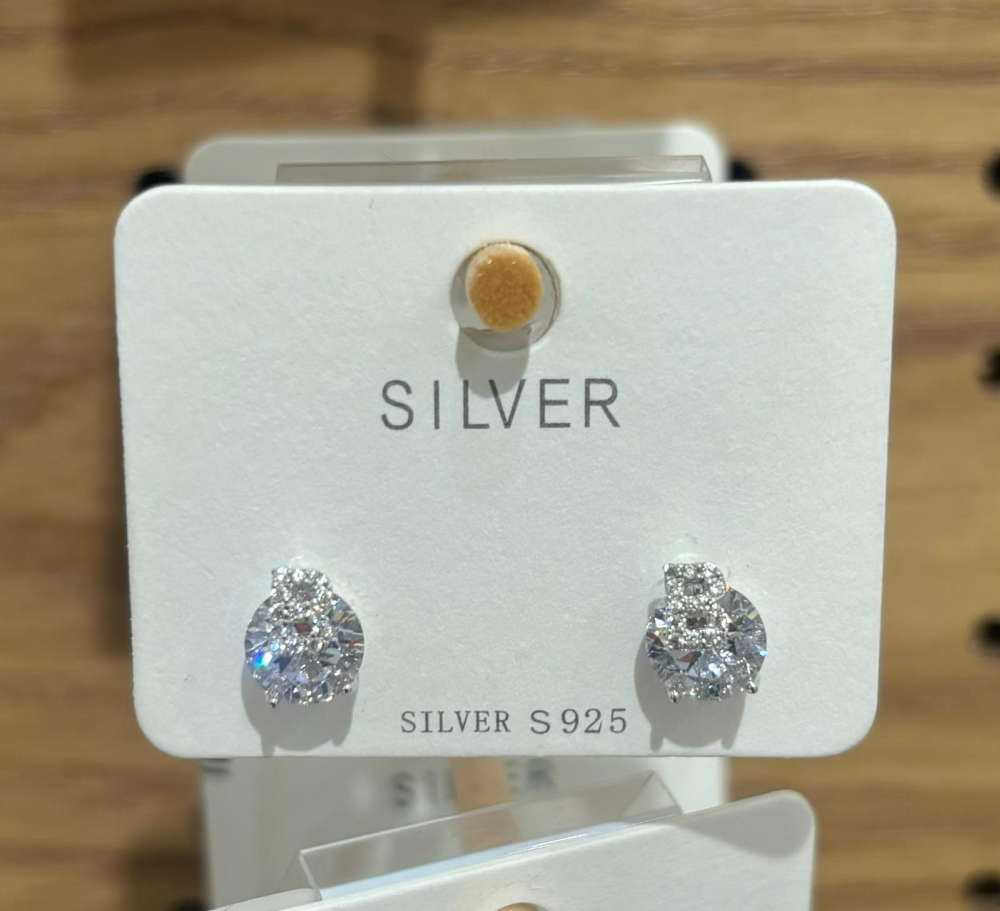 S925 Silver Zircon full drill letter B stud earrings