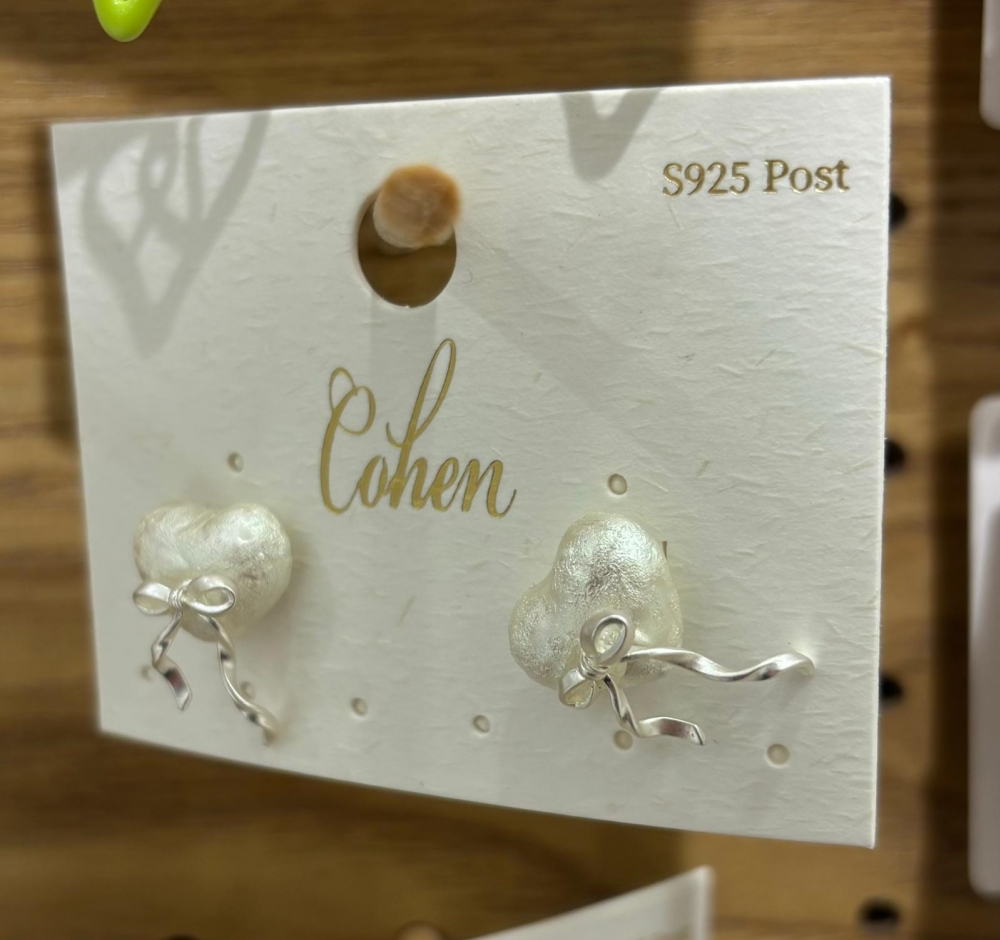 XY Sweet delicate love cotton Pearl bow earrings