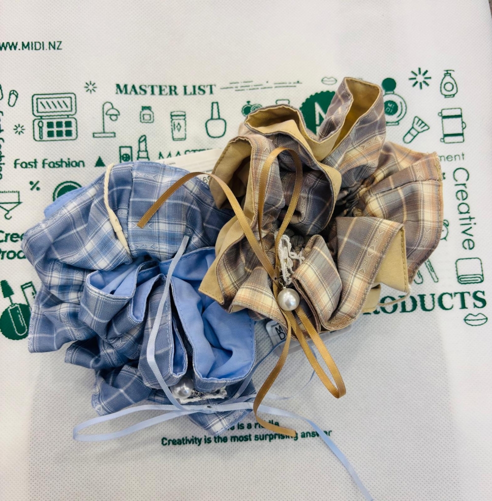 Blue Brown Academia Hourglass Scrunchie Assorted
