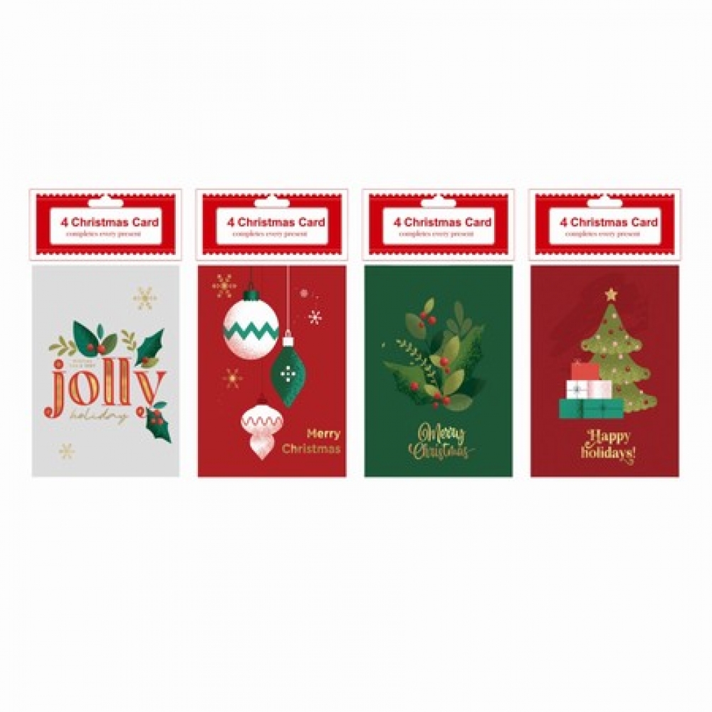 4pcs Christmas Card (11.5*19cm)
