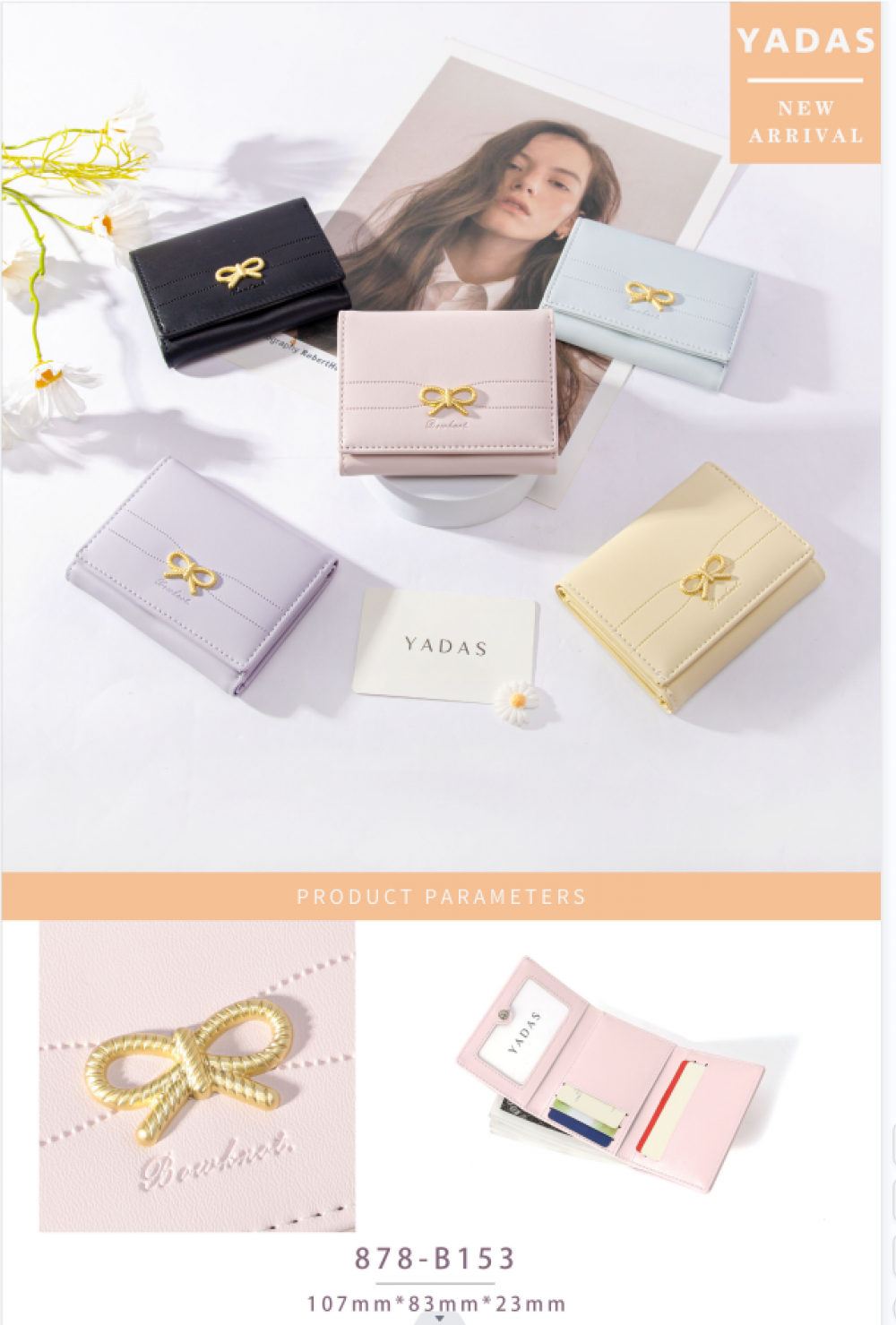 Three Fold Bow For Ladies Wallets