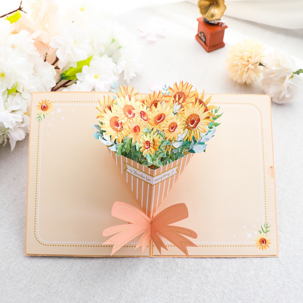 Gilded Sunflower Bouquet Card