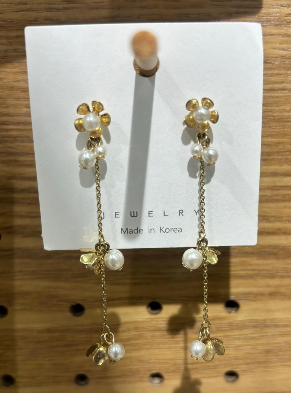 Double pearl flower earrings imported from South Korea