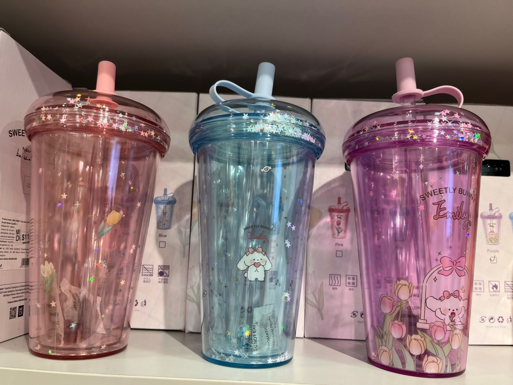 EMILY Tulip Star Twinkle Double Straw Cup/420ml/Mixed