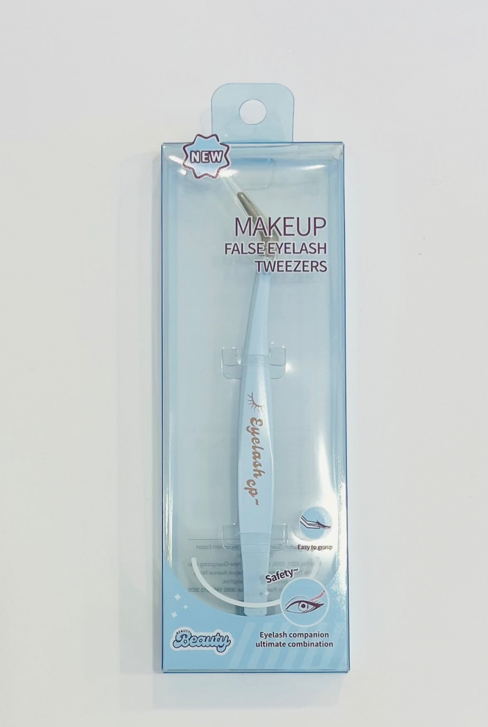 MIDI Blue Ocean Series False Eyelash Tweezers Round Head Gold Feather Clips