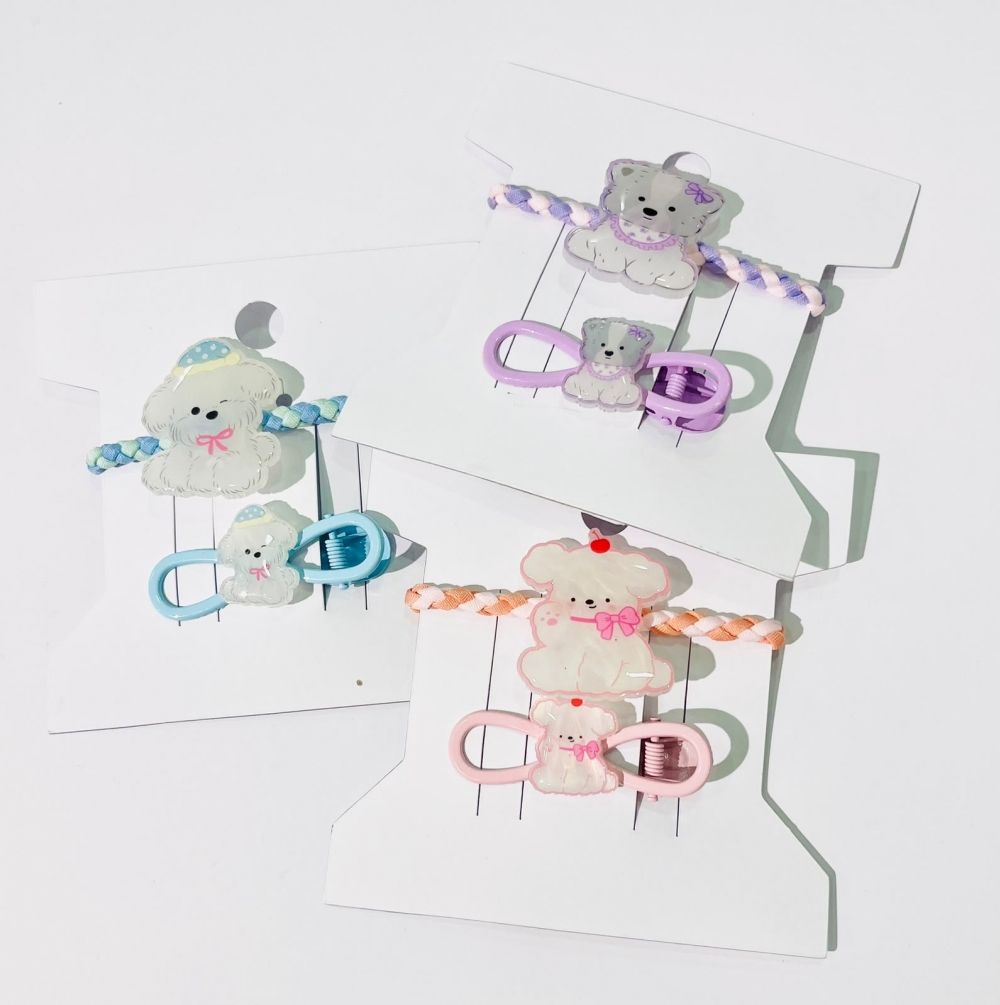 Adorable Pet Acrylic Dog Headband Duck Clips Set Of 3 Pieces Assorted