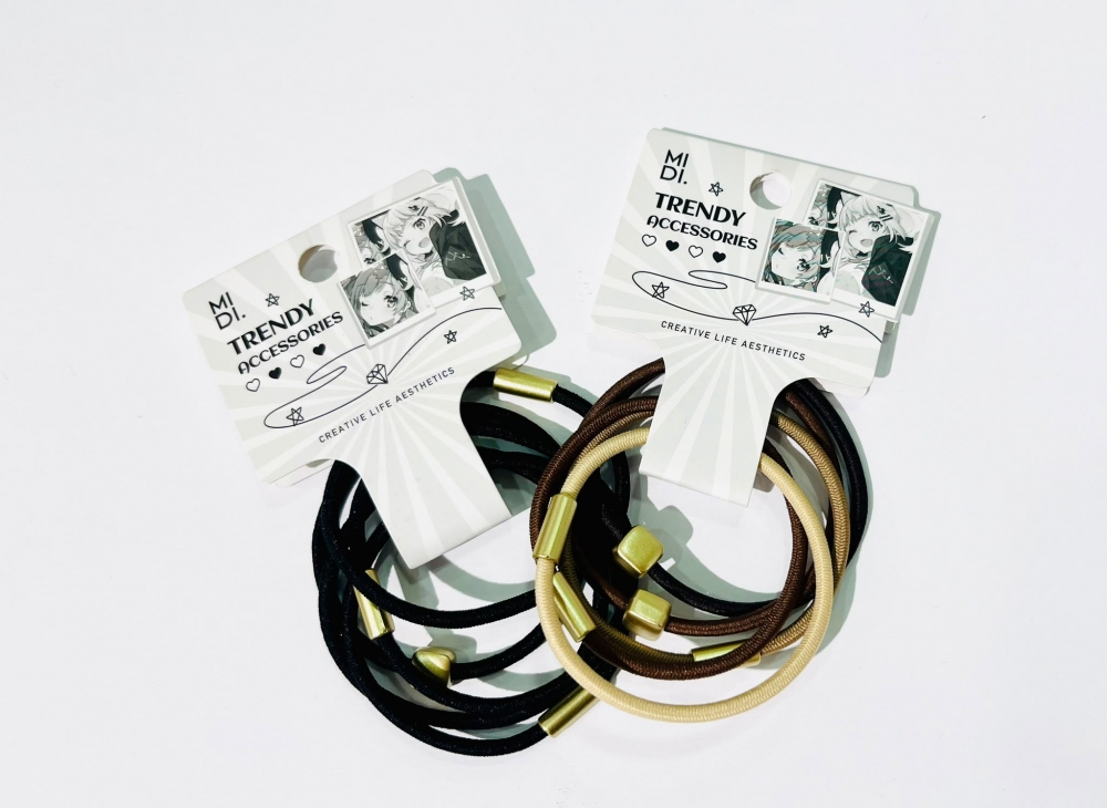Medium Delicate Matte Gold Thin Elastic Band 5 pcs Assorted
