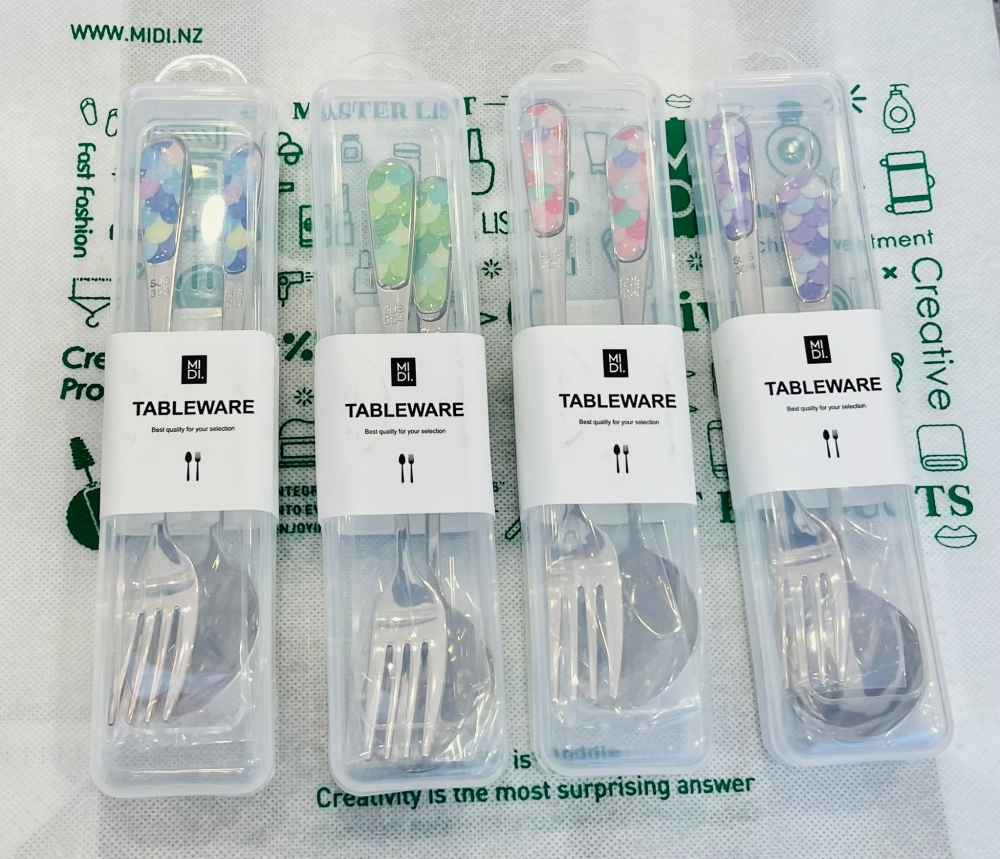 Mermaid Series Twinkle Drop Glue Cutlery Two Piece Set Spoon Fork Assorted