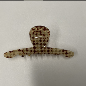 Checkerboard elegant hair claw/Brown