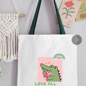 Crocodile canvas bag/White