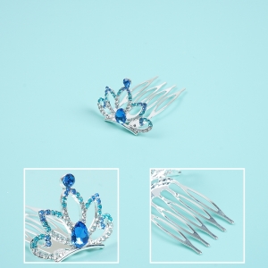 Small crown four teeth hair comb/blue