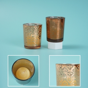 Simple pattern glass candlestick with 2 candles/mixed