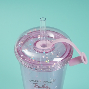 420m lEMILY Tulip Star Twinkle Double Straw Cup/Mixed
