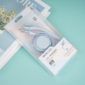 1.2m 6A fast charge 3-in-1 telescopic data cable/Blue