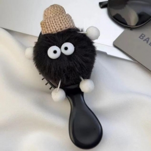 Whimsical Plush Coal Ball Cushion Comb